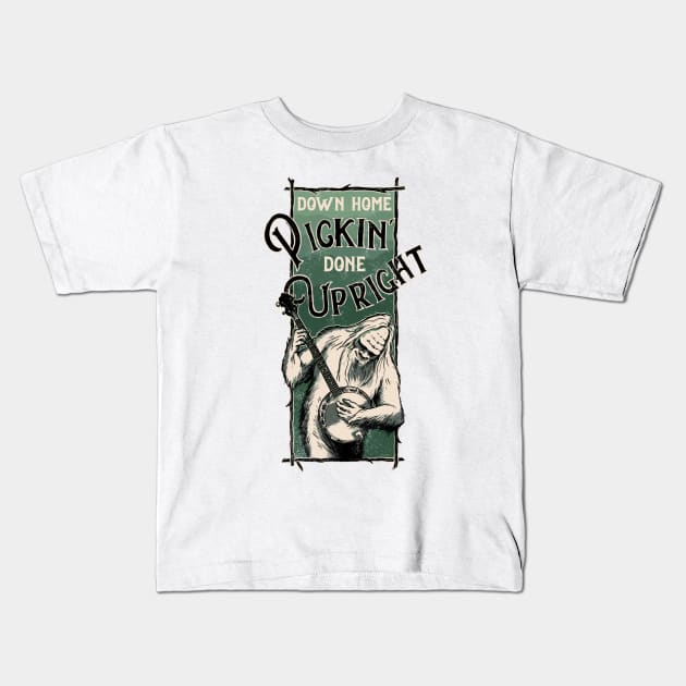 Down Home Pickin' Done Upright Kids T-Shirt by JonathanDodd_Draws